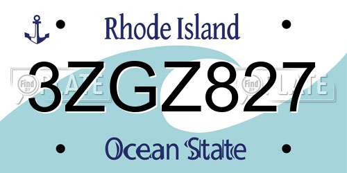 3ZGZ827 Rhode Island License Plate