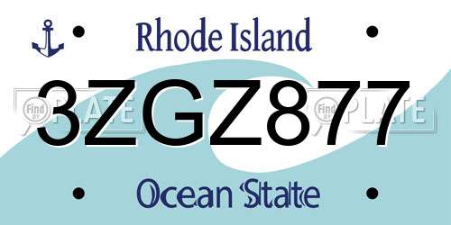 3ZGZ877 Rhode Island License Plate