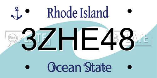 3ZHE48 Rhode Island License Plate