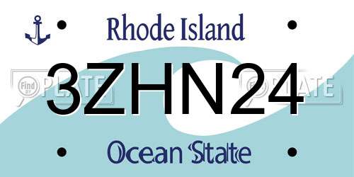 3ZHN24 Rhode Island License Plate