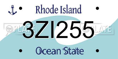 3ZI255 Rhode Island License Plate