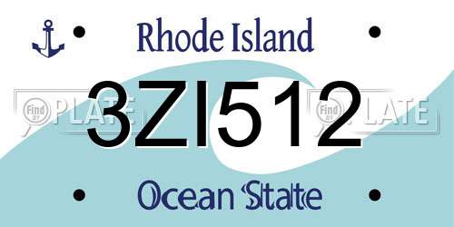 3ZI512 Rhode Island License Plate