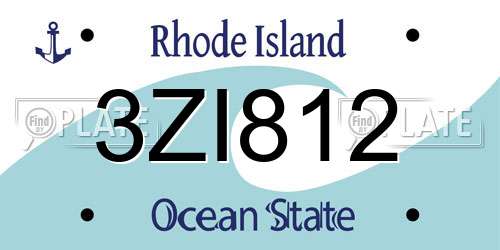 3ZI812 Rhode Island License Plate