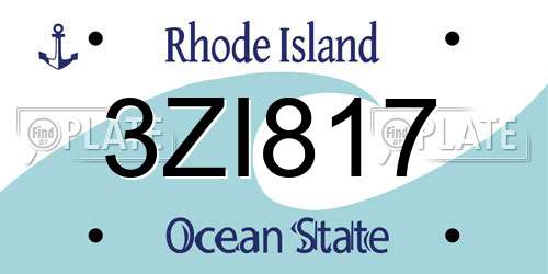 3ZI817 Rhode Island License Plate
