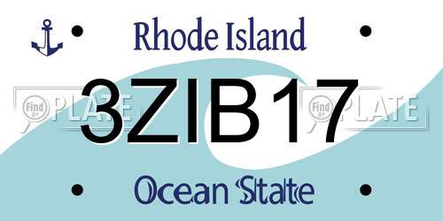 3ZIB17 Rhode Island License Plate