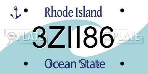 3ZII86 Rhode Island License Plate