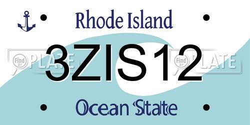 3ZIS12 Rhode Island License Plate