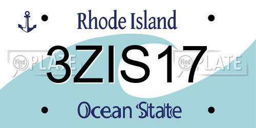 3ZIS17 Rhode Island License Plate