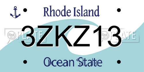 3ZKZ13 Rhode Island License Plate