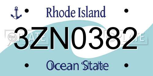 3ZN0382 Rhode Island License Plate