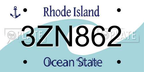 3ZN862 Rhode Island License Plate