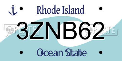 3ZNB62 Rhode Island License Plate