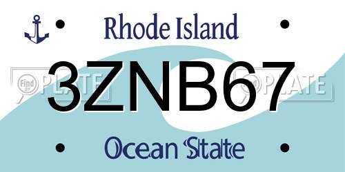 3ZNB67 Rhode Island License Plate