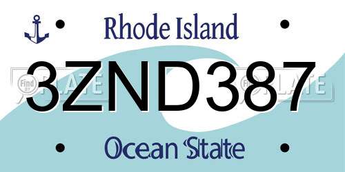 3ZND387 Rhode Island License Plate