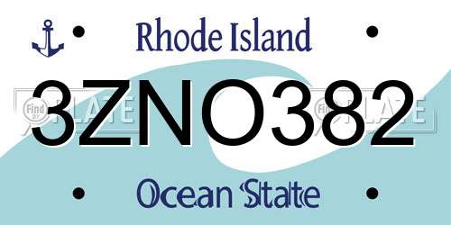 3ZNO382 Rhode Island License Plate