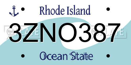 3ZNO387 Rhode Island License Plate