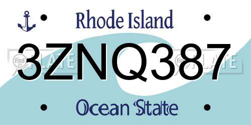 3ZNQ387 Rhode Island License Plate