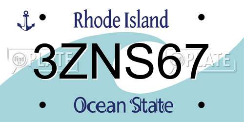 3ZNS67 Rhode Island License Plate