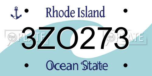 3ZO273 Rhode Island License Plate