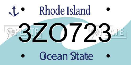 3ZO723 Rhode Island License Plate