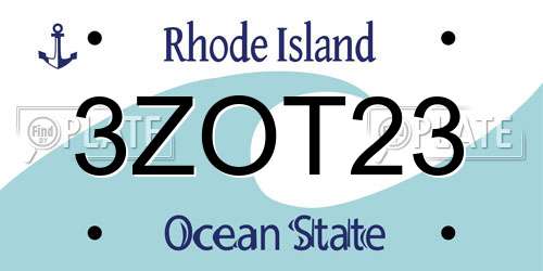 3ZOT23 Rhode Island License Plate