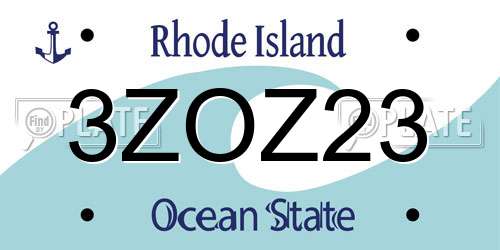 3ZOZ23 Rhode Island License Plate