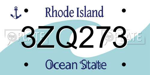3ZQ273 Rhode Island License Plate