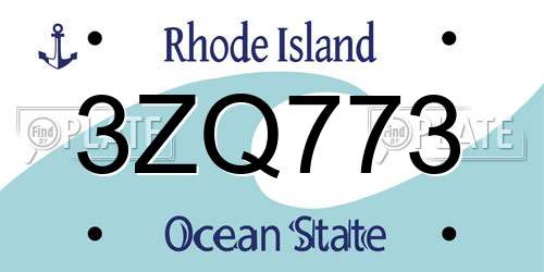 3ZQ773 Rhode Island License Plate