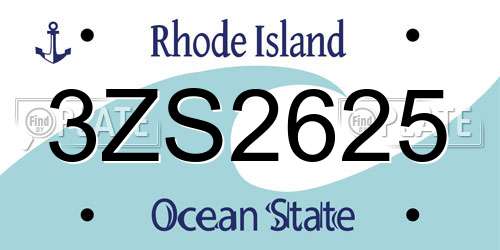 3ZS2625 Rhode Island License Plate