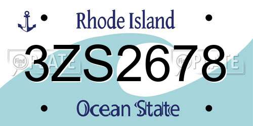 3ZS2678 Rhode Island License Plate