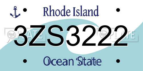 3ZS3222 Rhode Island License Plate