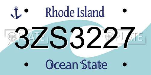 3ZS3227 Rhode Island License Plate