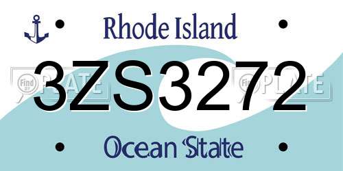 3ZS3272 Rhode Island License Plate