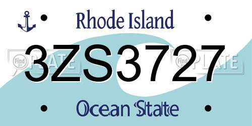 3ZS3727 Rhode Island License Plate