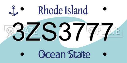 3ZS3777 Rhode Island License Plate
