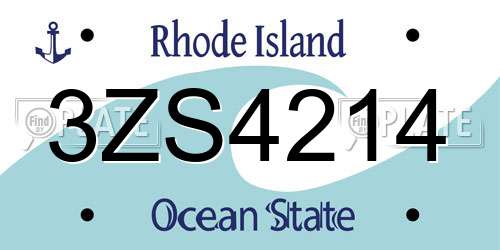 3ZS4214 Rhode Island License Plate