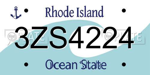 3ZS4224 Rhode Island License Plate