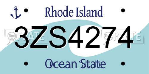 3ZS4274 Rhode Island License Plate