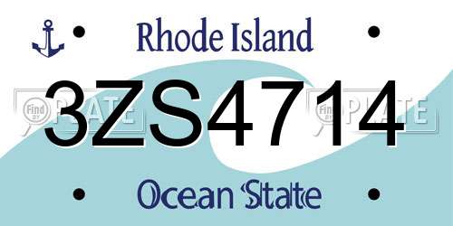 3ZS4714 Rhode Island License Plate