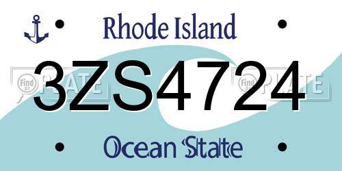 3ZS4724 Rhode Island License Plate