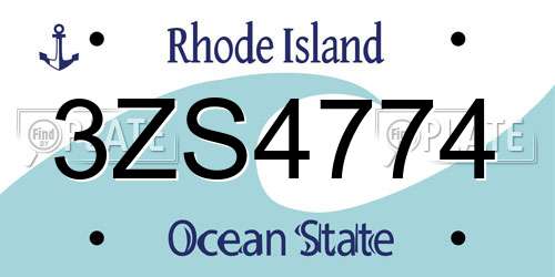 3ZS4774 Rhode Island License Plate