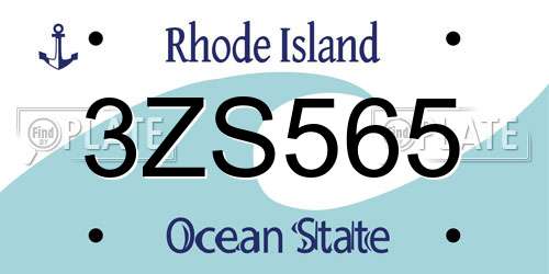 3ZS565 Rhode Island License Plate