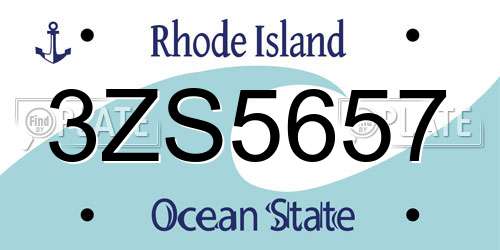 3ZS5657 Rhode Island License Plate