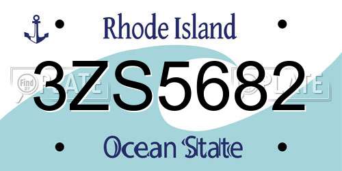 3ZS5682 Rhode Island License Plate