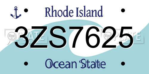 3ZS7625 Rhode Island License Plate
