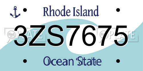 3ZS7675 Rhode Island License Plate