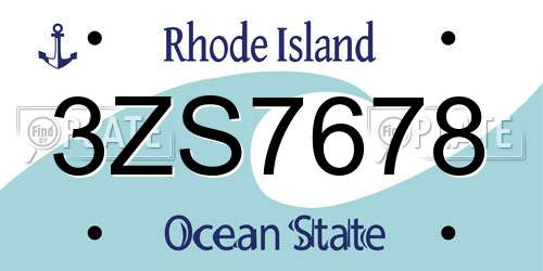 3ZS7678 Rhode Island License Plate