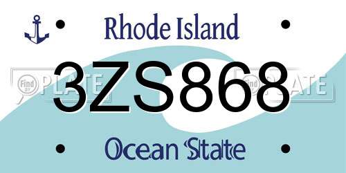 3ZS868 Rhode Island License Plate