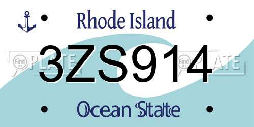 3ZS914 Rhode Island License Plate