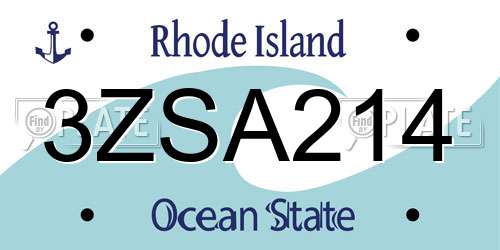 3ZSA214 Rhode Island License Plate